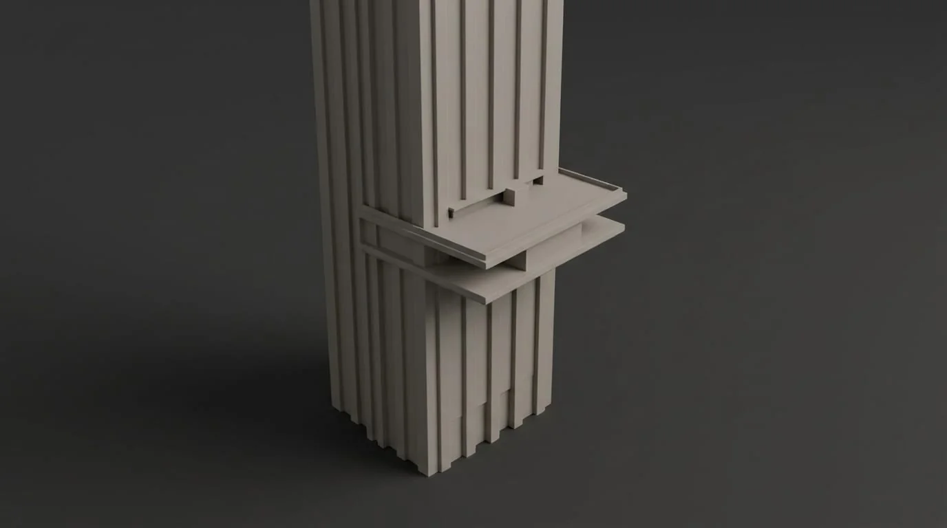 Clay render — neutral material, light study only.